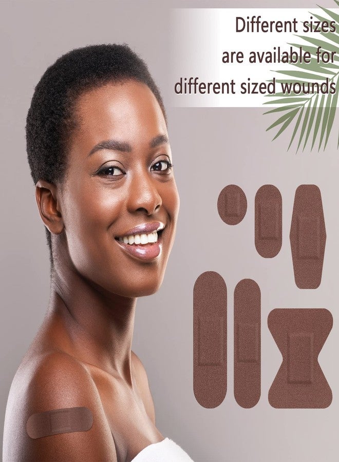 Lounsweer 150 Pcs 6 Sizes Brown Shade Flexible Fabric Bandages Adhesive Bandage Flexible Bandages Variety Pack for Adult Protect Cuts Scrapes Scratches Inclusivity and Diversity(Dark Brown) - Image 4